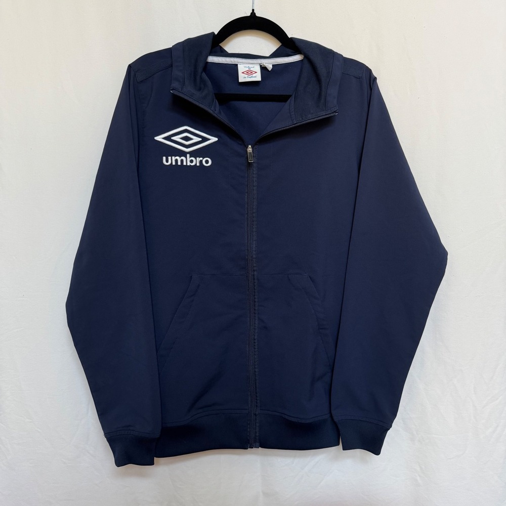 Umbro Mens Navy Blue Full Zip Track Jacket Diamond Logo Small Soccer Sporty